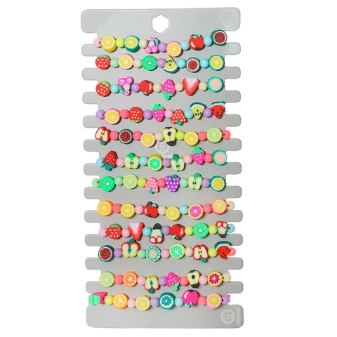 Handmade Multicolor Fruit Polymer Clay Beaded Woven Bracelets Colorful Strawberry Lemon Watermelon String Bracelet Fashion Jewelry