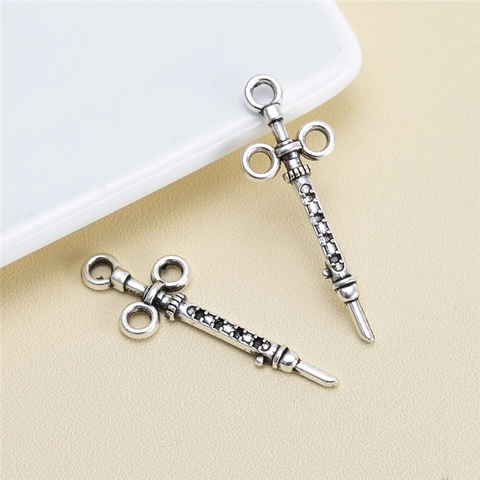Medical Stethoscope Syringe Alloy Pendants Antique Silver DIY Charms For Jewelry Making Bracelet Necklace Accessories