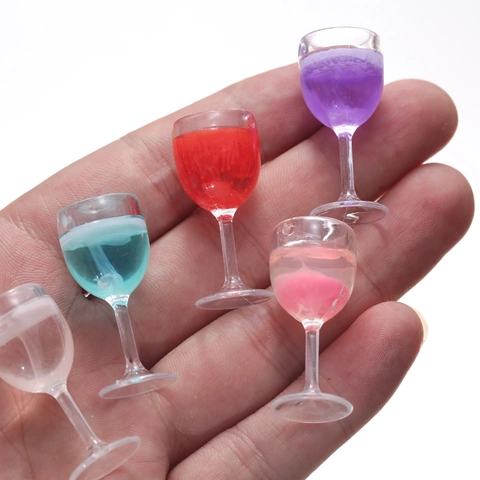 Resin Wine Glass Goblet Pendants Colorful Miniature Cup Charms For Dollhouse Decor DIY Jewelry Making Accessories