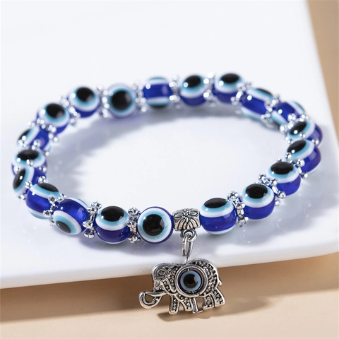 Blaues Böser Blick Perlenarmband Harz Glasperlen Mit Legierung Schmetterling Elefant Schildkröte Eule Hamsa Hand Anhänger Schmuck