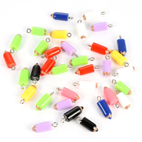 Cartoon Resin Pencil Charms Colorful Stationery Style Pendants For DIY Jewelry Making Bracelets Necklaces Mixed Colors Charms