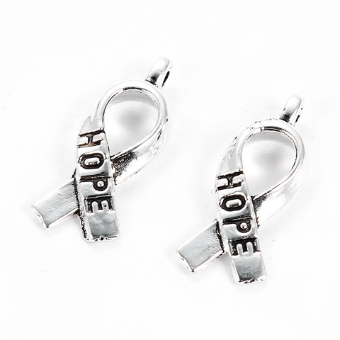 Vintage Legierung HOPE Bewusstseinsschleife Anhänger Für Schmuckherstellung DIY Armband Halskette Anhänger Antik Silber Metall