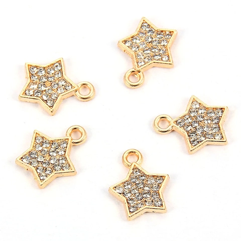Elegant Alloy Rhinestone Star Pendants DIY Floating Locket Charms For Necklace Bracelet Making Jewelry Accessories Women