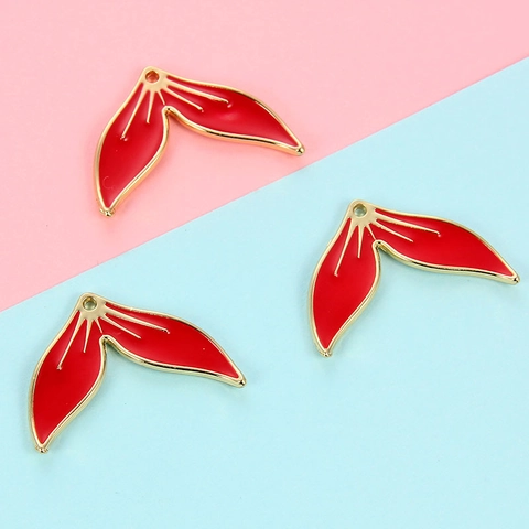 Alloy Enamel Fish Tail Pendant Charms Whale Tail Colorful Gradient Drip Oil DIY Jewelry Making Bracelet Necklace Accessories