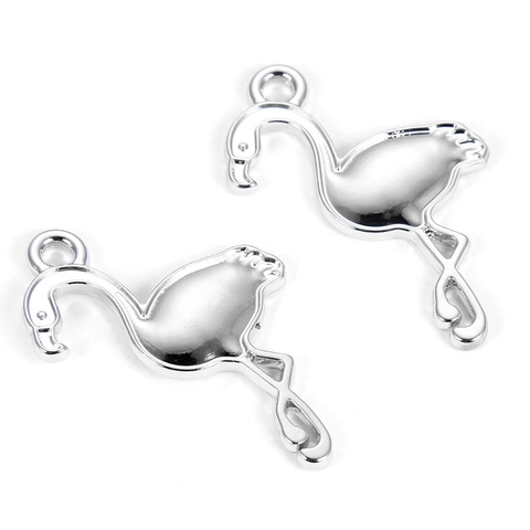 DIY Jewelry Making Alloy Flamingo Bird Charms Silver Plated Animal Pendants For Necklace Bracelet Earring Crafting Accessories Women Gifts