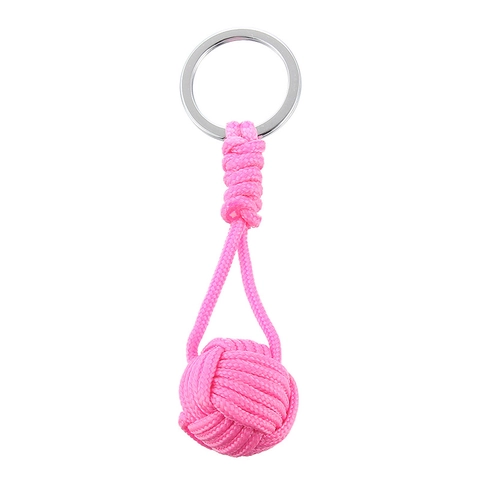 Handmade Woven Monkey's Fist Knot Keychain For Women Men Alloy Paracord Rope Ball Pendant Bag Charm Decorative Key Ring