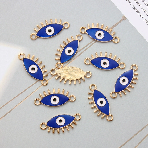 Conectores de Joyería de Aleación y Esmalte Ojo Turco Dijes de Ojo Turco Azul para Fabricación de Pulseras y Collares