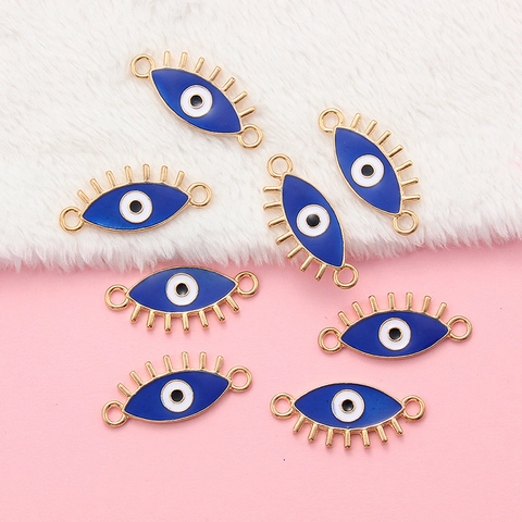 Conectores de Joyería de Aleación y Esmalte Ojo Turco Dijes de Ojo Turco Azul para Fabricación de Pulseras y Collares