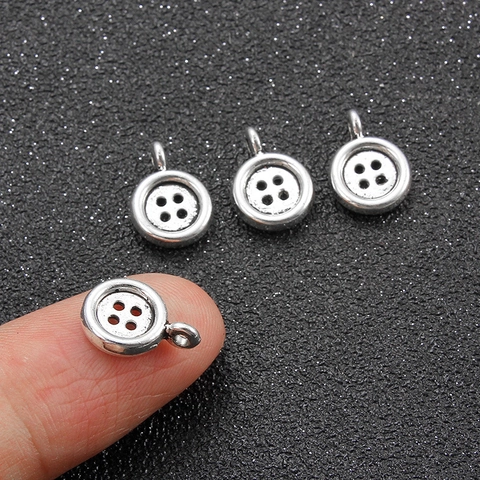 Antiek Zilver Legering Knop Hangers Vier Gaats Retro Stijl Sieraden Maken Charms Voor Ketting Armband DIY Benodigdheden
