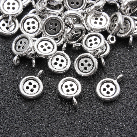 Antiek Zilver Legering Knop Hangers Vier Gaats Retro Stijl Sieraden Maken Charms Voor Ketting Armband DIY Benodigdheden