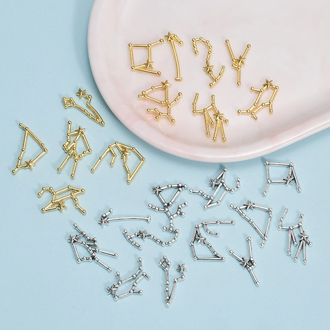 Alloy Zodiac Constellation Pendants Gold Silver Plated Star Chart Charms For DIY Necklace Jewelry Making Crafts Accessories