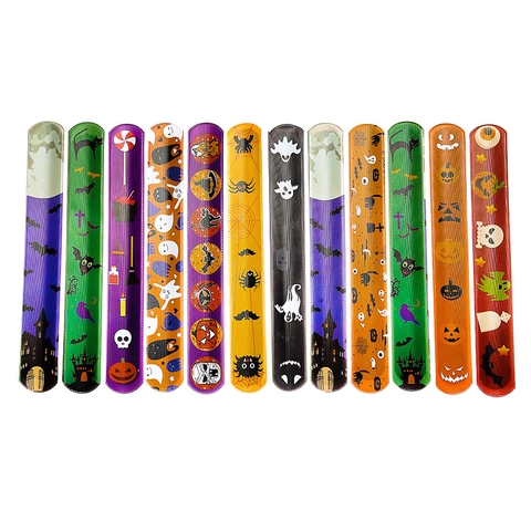 Halloween Christmas PVC Slap Bracelets Set Santa Claus Pumpkin Patterns Creative Festive Party Favors Gifts For Kids Adults