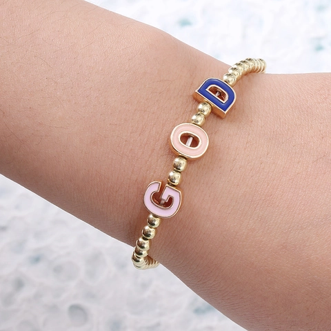 DIY Bunte Emaille Legierung Buchstabenperlen Für Schmuckherstellung Vergoldet Alphabet A-Z Abstandsperlen Für Armband Halskette