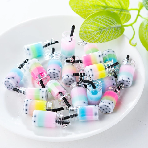 Mini Simulation Boba Milk Tea Cup Charms Acrylic DIY Jewelry Making Material For Earrings Keychains Pendants Fashion Accessories