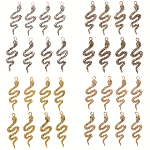 Alloy Snake Pendant For DIY Jewelry Making Vintage S-Shaped Animal Charms With Scale Texture For Necklace Earring Accessory