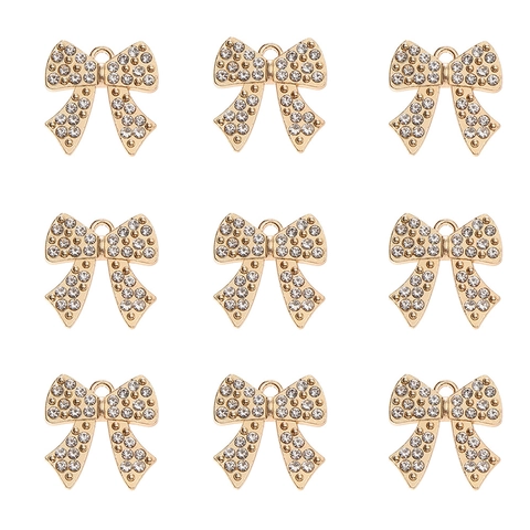 Colgantes de Lazo de Aleación de Oro con Strass Accesorios de Joyería DIY para Collar Pulsera Joyería de Moda Mujer