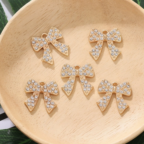 Colgante de Lazo de Aleación con Diamantes de Imitación Accesorio de Joyería DIY Dije de Lazo Bañado en Oro para Hacer Collares Pulseras