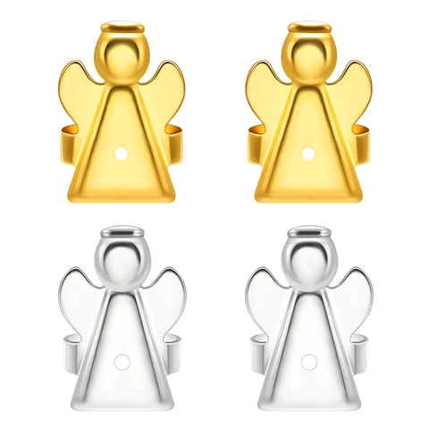 Angel Shape Copper Earring Lifters For Heavy Earrings Support Gold Silver Plated Earring Backs Jewelry Findings Accessories