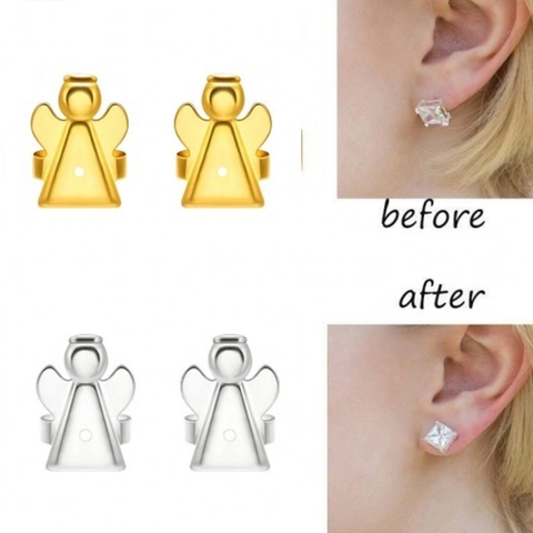 Angel Shape Copper Earring Lifters For Heavy Earrings Support Gold Silver Plated Earring Backs Jewelry Findings Accessories