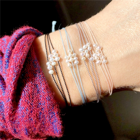 Natuurlijke Kunstparel Handgemaakt Gevlochten Touwarmband Voor Dames Minimalistisch Verstelbaar Wasdraad Armband Boho Zomer Sieraden Cadeau