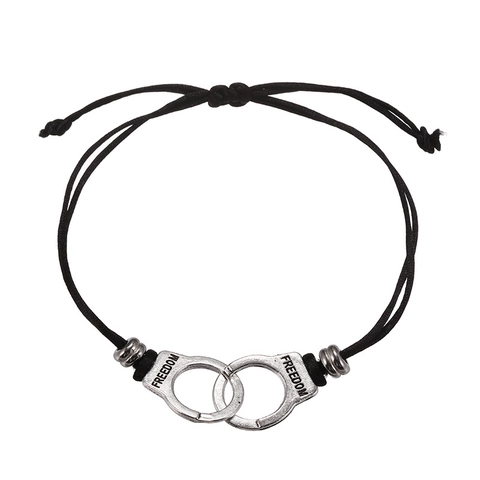 Handmade Woven Bracelet Set Copper Silver Plated Adjustable Black Cord Heart Star Bead Handcuffs Unisex Fashion Jewelry Gift