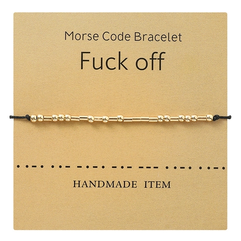Handgemaakte Morsecode Armband Verstelbare Vergulde Koperen Kralen Geweven Touw Sieraden Cadeau Voor Koppels Familie Vrienden