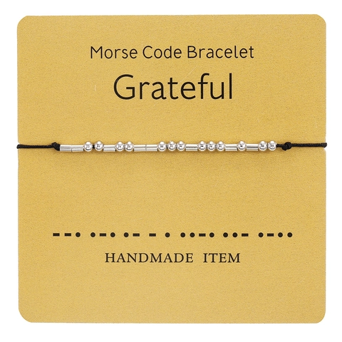 Morsecode Armband Handgemaakte Koperen Kralen Wasdraad Verstelbare Boodschap Armband Thankful Blessed Voor Dames Heren Paar Cadeau