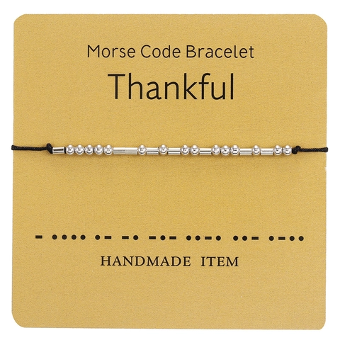 Morsecode Armband Handgemaakte Koperen Kralen Wasdraad Verstelbare Boodschap Armband Thankful Blessed Voor Dames Heren Paar Cadeau