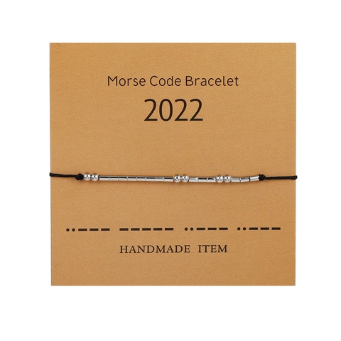 Morse Code Bracelet Alloy Beads Wax Rope Handmade Adjustable Minimalist Jewelry For Graduation Birthday Women Men Gift