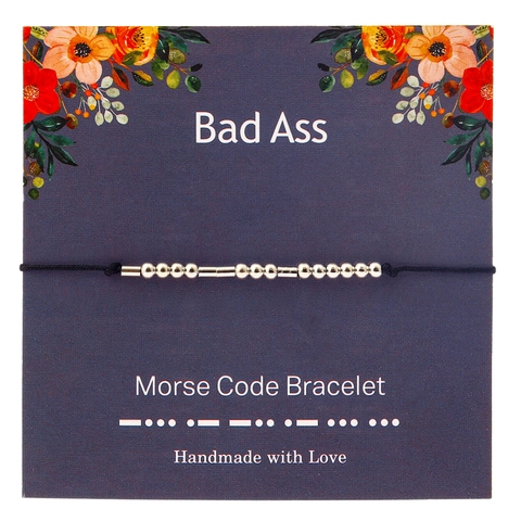Braccialetto Intrecciato a Mano Codice Morse Perle di Rame Bracciale Regolabile in Corda Minimalista Con Biglietto Messaggio Regalo Gioielli Amicizia Coppie