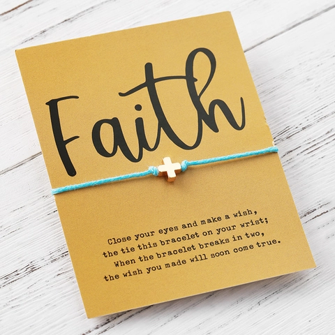 Minimalistische Kupfer Kreuz Geflochtenes Seil Armband Mit Faith Karte Verstellbarer Wunsch Schmuck Geschenk Damen Herren Deko