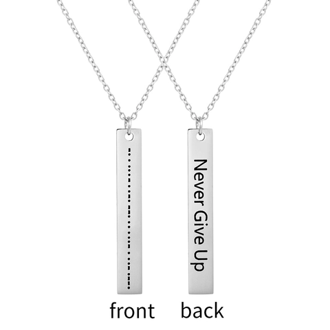 Collana con Pendente a Barra in Acciaio Inossidabile Minimalista con Codice Morse per Uomo Donna Believe Fuck Off Luck BFF Gioielli Personalizzati