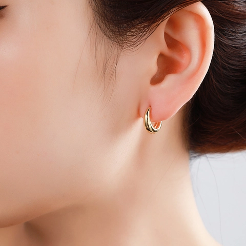 Minimalist Gold Plated Copper Chunky Hoop Earrings For Women Waterdrop Geometric U Shape Huggie Earrings High Polished Jewelry