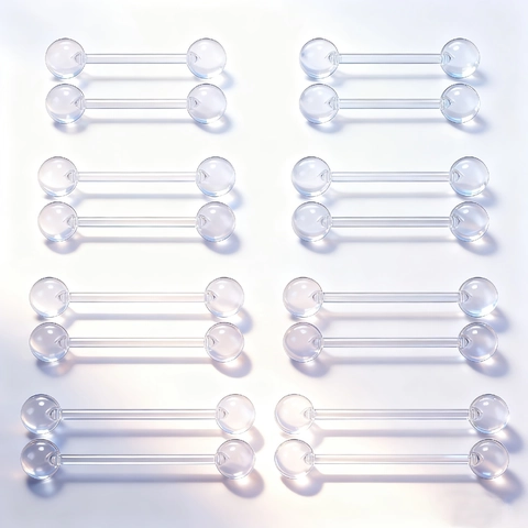 Clear Acrylic Invisible Tongue Ring Stud Barbells For Body Piercing Jewelry Transparent Minimalist Nipple Industrial Studs