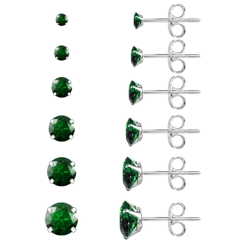 Boucles d'Oreilles Clous Minimalistes en Acier Inoxydable Zirconium Ensemble Rond Quatre Griffes Bijoux Étincelants pour Homme Femme