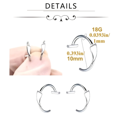 Stainless Steel Non-Piercing Clip-On Lip Ring Vampire Fang Style Punk Gothic Body Jewelry For Halloween Cosplay Party Men Women