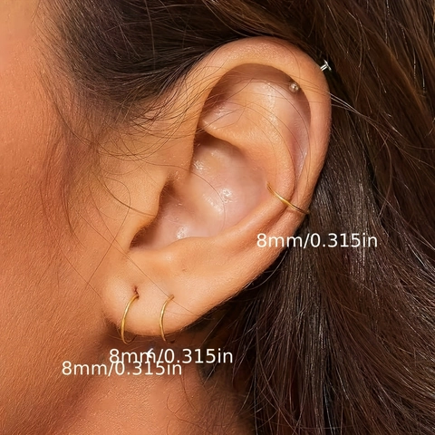 Pendientes de Aro Abierto de Acero Inoxidable 316 Anillos para la Nariz Hombre Mujer Joyas de Piercing Pulido Oro Plata Negro