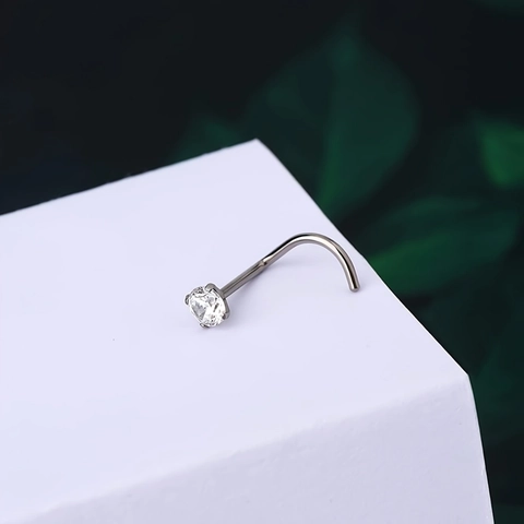 Stainless Steel Nose Ring Clear Bioflex Plastic Flexible Nose Stud Cubic Zirconia Piercing Jewelry Women Men Gift