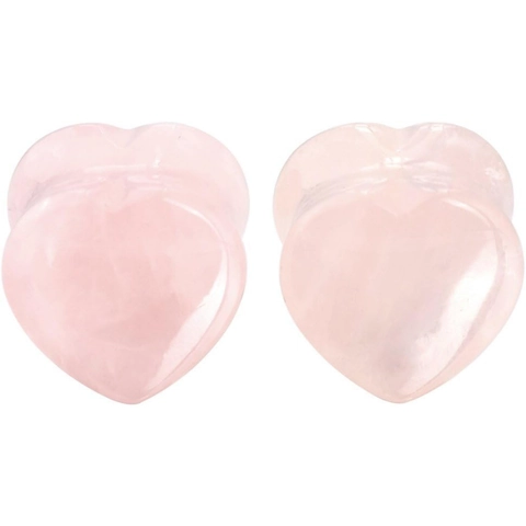 Herz Stein Ohr-Plugs Rosenquarz Opalith Doppelt Ausgestellte Dehnungsset Körperschmuck Gauges Piercing Für Damen Herren Geschenk