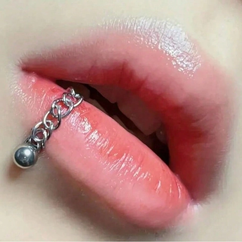 16G Stainless Steel Lip Piercing Jewelry With Chain Curved Barbell Spikes Ball Zircon Decor Body Jewelry For Unisex Punk