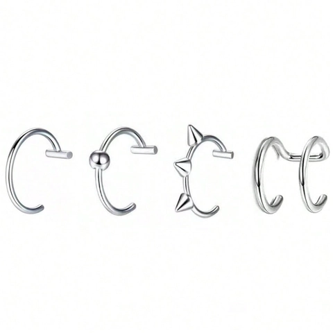 Moda Acero Inoxidable Falso Anillo de Labio sin Perforación Clip En Perno de Labio Punk Con Puntas Cuentas Clip de Labio Para Hombres Mujeres Joyería Corporal