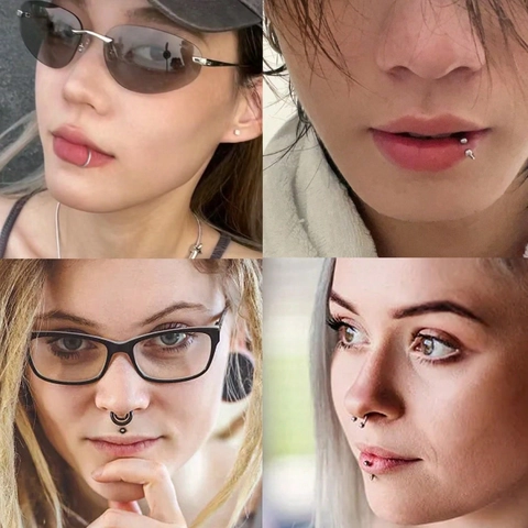 Wegwerp Bodypiercing Kit Roestvrij Staal Buik Wenkbrauw Tong Neus Lip Ring Piercing Gereedschap Sieraden Accessoire Voor Unisex