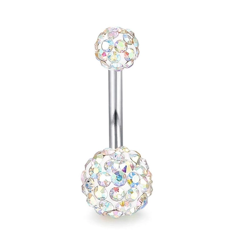 Piercing para el Ombligo de Acero Inoxidable Joyería Zirconia Strass Ópalo Sintético Mate Pulido para Decoración Corporal de Mujer