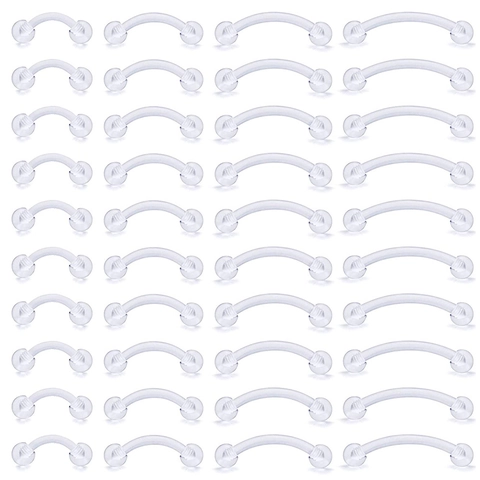 Curved Barbell Eyebrow Ring Flexible Acrylic Stainless Steel Clear Invisible Piercing Retainer For Nose Lip Ear Jewelry