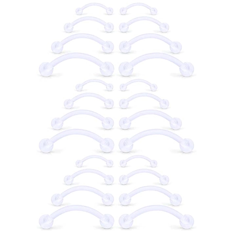 Curved Barbell Eyebrow Ring Flexible Acrylic Stainless Steel Clear Invisible Piercing Retainer For Nose Lip Ear Jewelry
