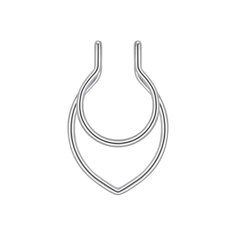 Edelstahl Fake Nasenring Ohne Piercing Septum Clip Herz Geweih Form Zweilagig U-Form Körperschmuck Für Unisex
