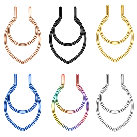 Edelstahl Fake Nasenring Ohne Piercing Septum Clip Herz Geweih Form Zweilagig U-Form Körperschmuck Für Unisex