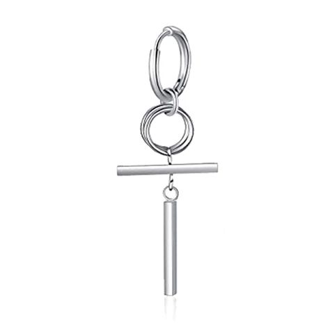 Geometric Circles Cross Bar Drop Earrings Alloy Metal For Women Men Korean Fashion Minimalist Punk Jewelry Earrings
