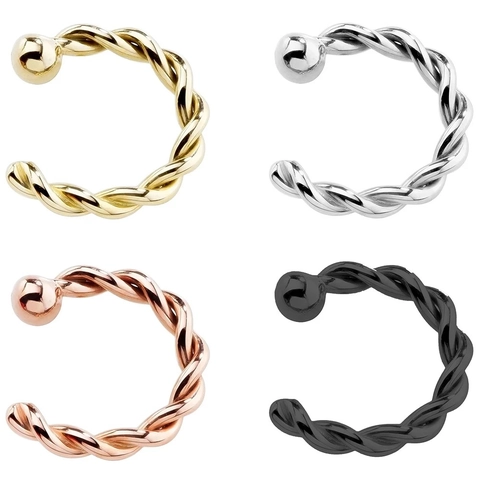 Minimalist Twisted Rope U-Shaped Copper Non-Pierced Nose Ring Clip On Body Jewelry For Women Men Gold Silver Rose Gold Black