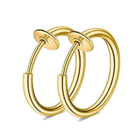 Pendientes de Aro de Acero Inoxidable Minimalistas para Hombre Mujer Clip de Oreja sin Agujero Hebilla de Resorte Redondo Joyería